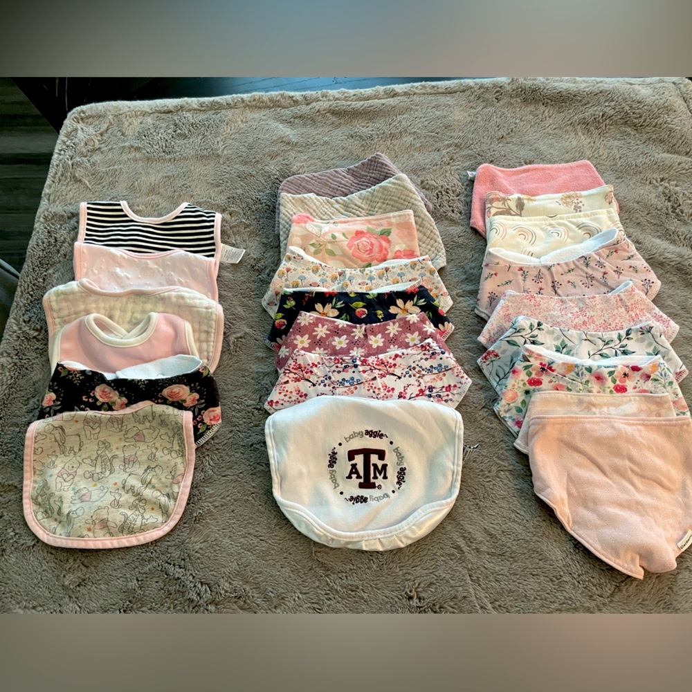 Lot of 23 Infant Girls Bibs